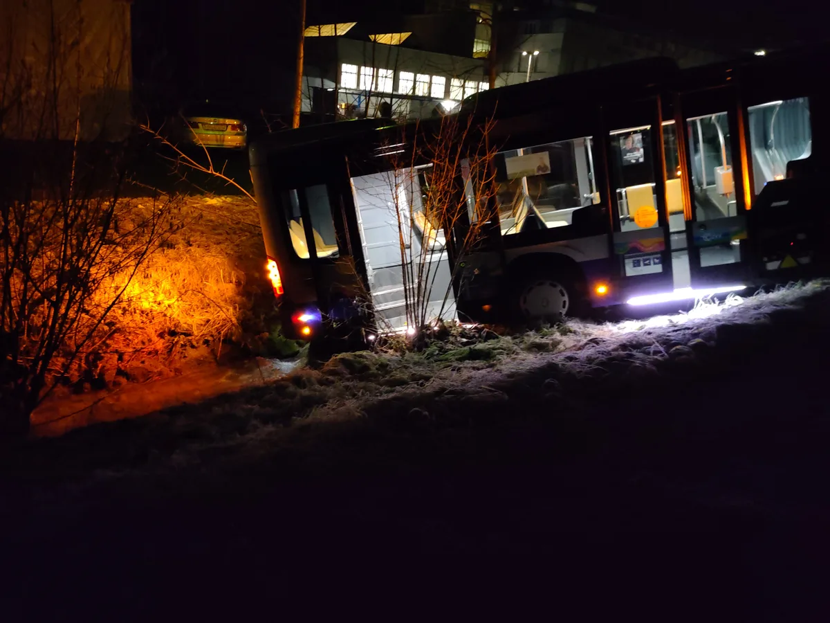 Der Bus war rückwärts die Böschung hinuntergerollt. Man sieht einen verunfallten Bus der VZO.